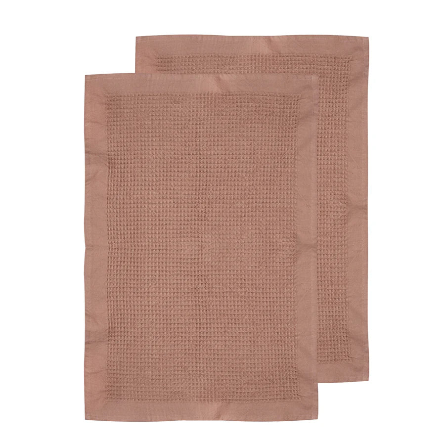 Ollie Waffle Terracotta 2pk Kitchen Towel