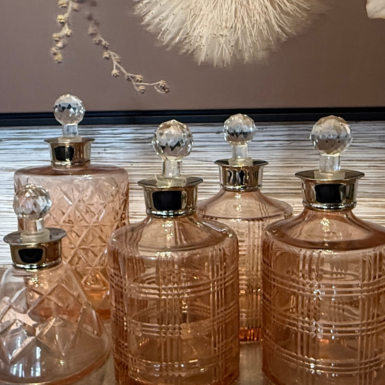 whisky decanter - oval - pink