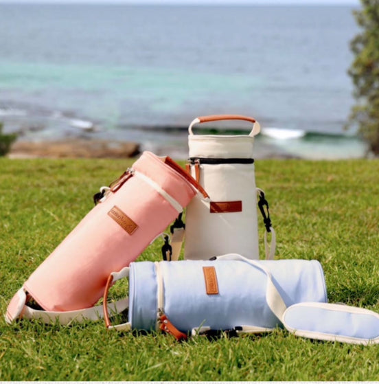 insulated single wine bottle cooler bag - coral