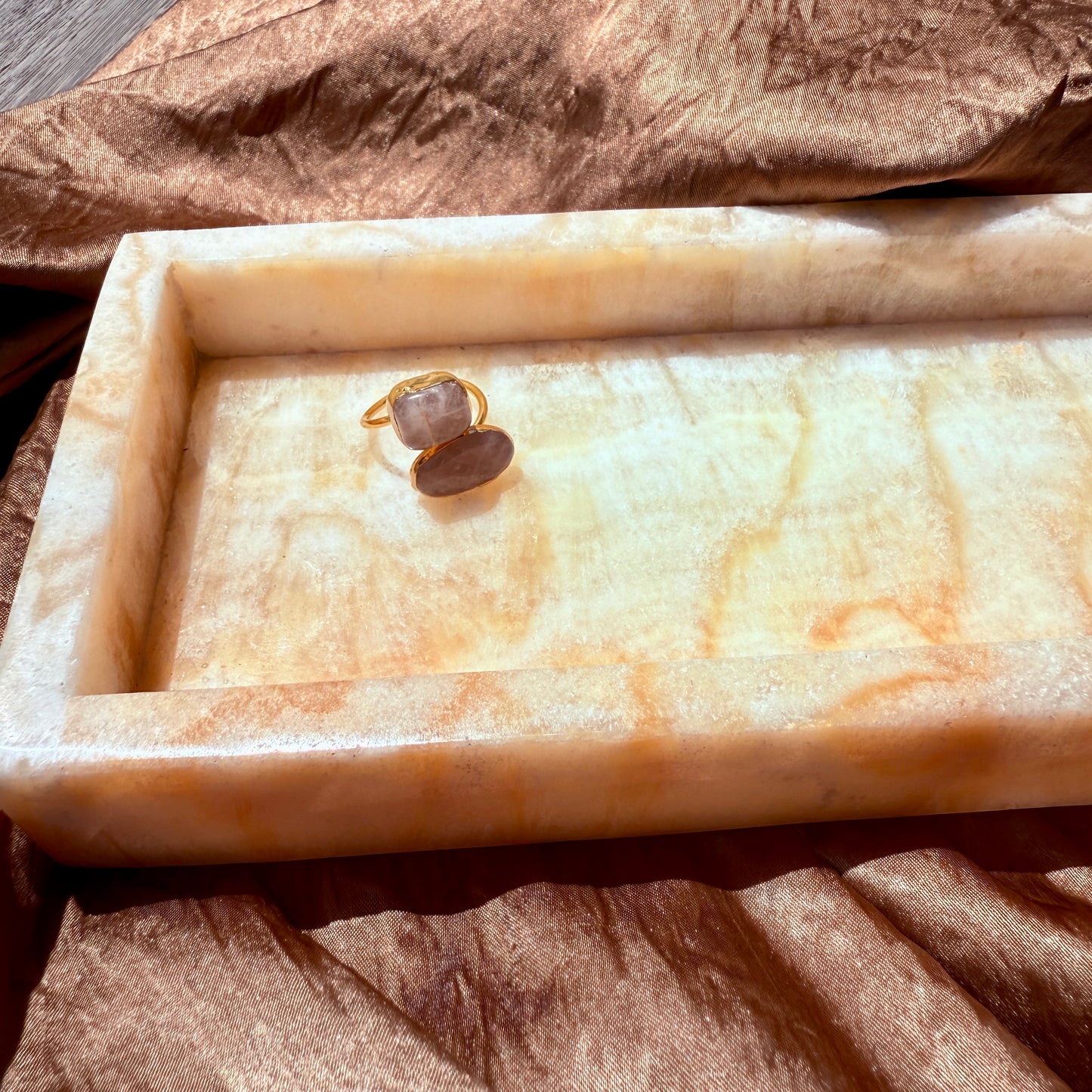 DOUBLE STONE RING - GOLD PLATED