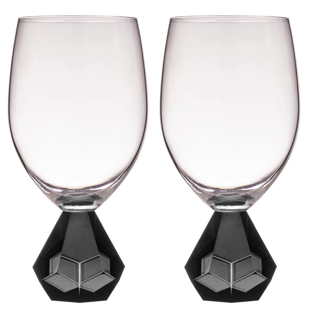 Zhara Onyx 2pk Crystal Wine Glass