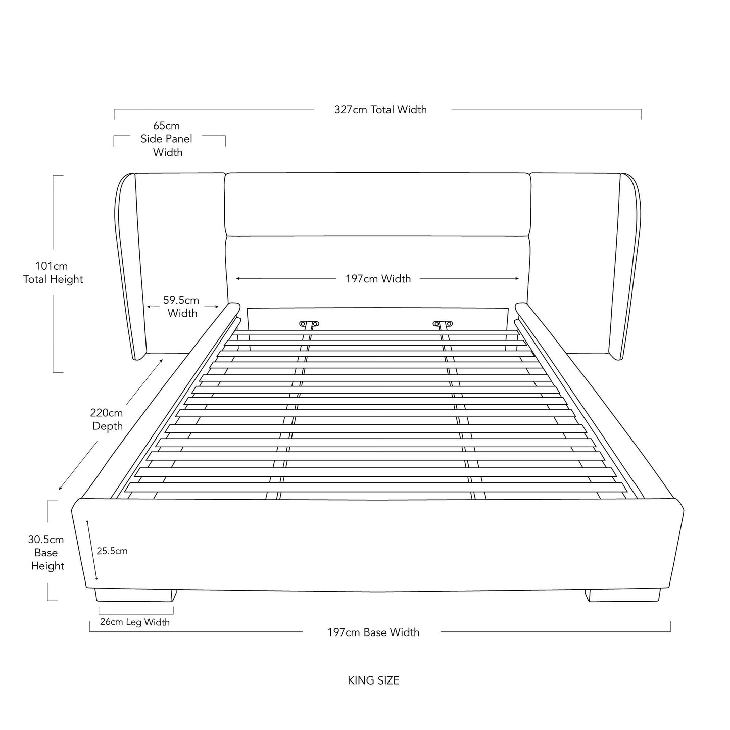 BAXTER – FULL BED WITH WING – OATMEAL - KING
