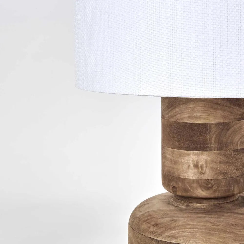 CLEM TIMBER TABLE LAMP WHITE SHADE