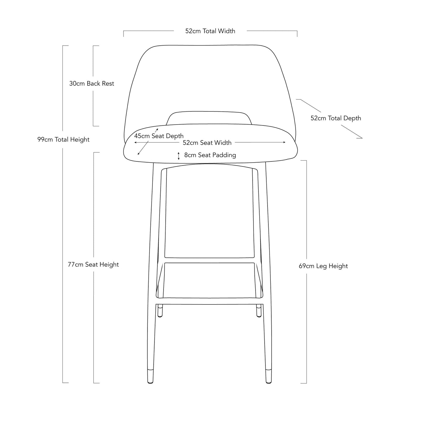 MILAN VELVET BAR STOOL – NAVY