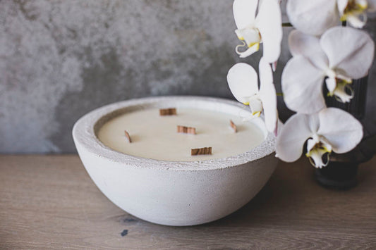 Concrete Extra Large Candle, White with French Pear