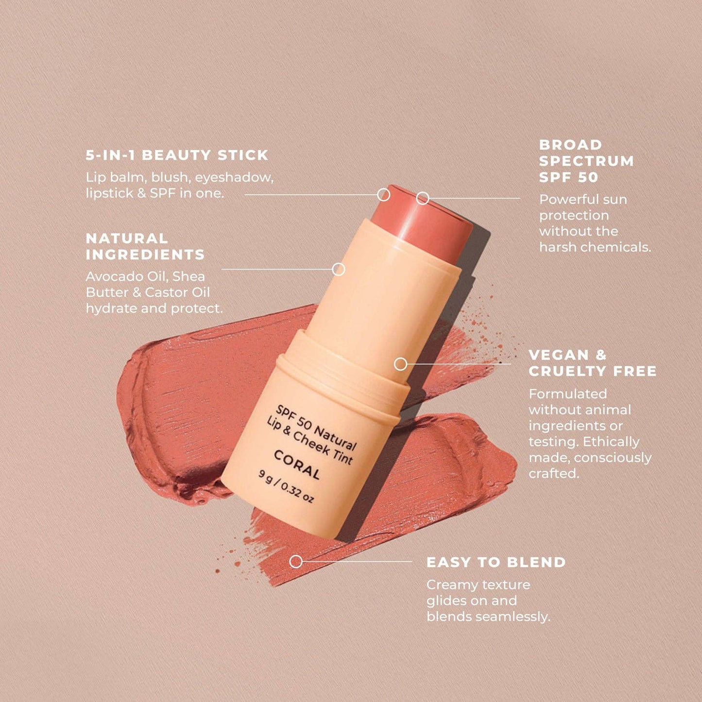 SPF 50 Natural Lip & Cheek Tint: Nude