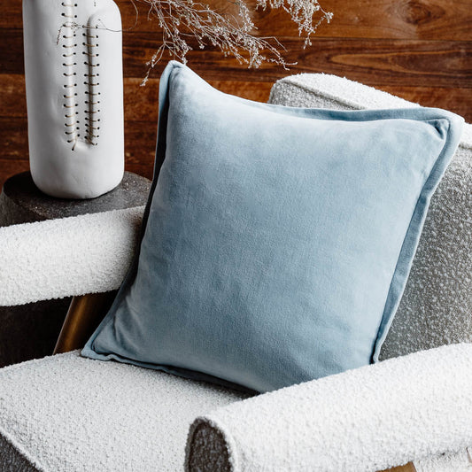 Evelyn Velvet Cushion - Sky - 50x50cm