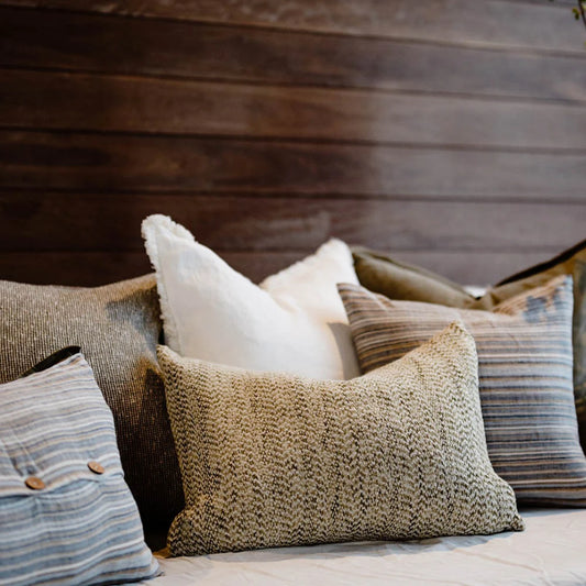 Midori Cushion - Natural and Olive - 40x60cm