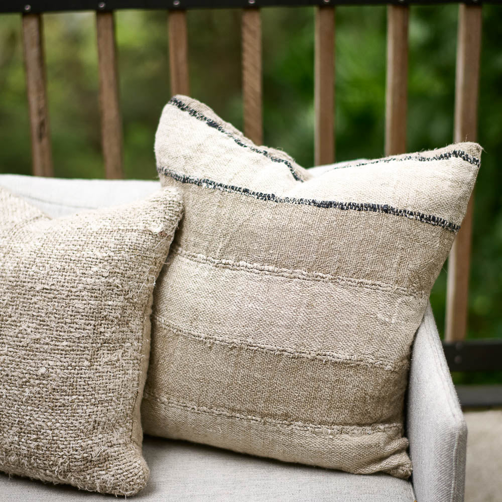 Retreat Cushion - Natural/Ivory/Black  Stripe - 50x50cm