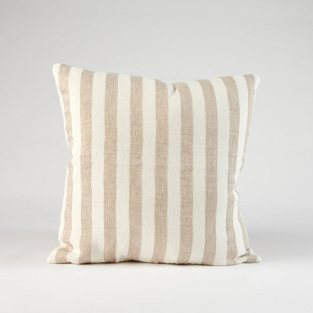 Santi Linen Outdoor Cushion - Off White/Natural Stripe - 50x50cm