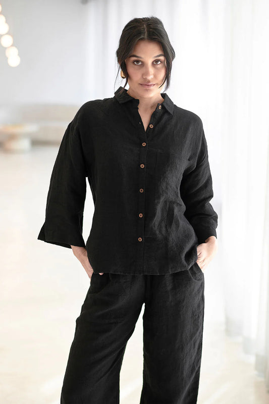 Fundamental Linen Shirt - black