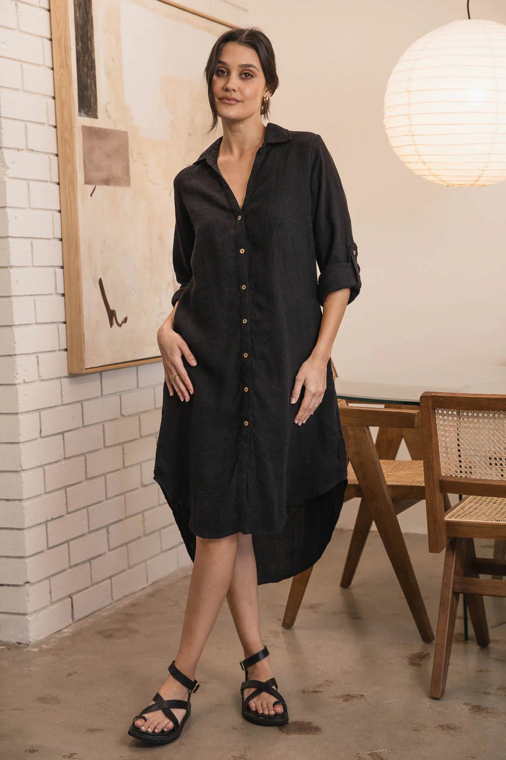 Fundamental Linen shit dress - Black