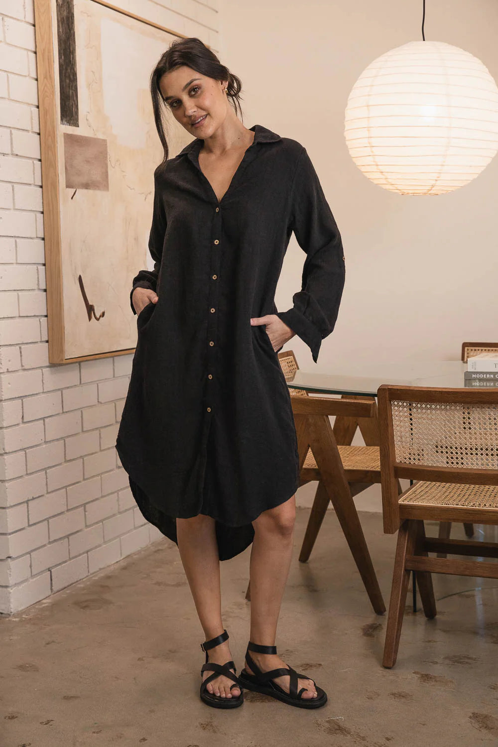 Fundamental Linen shit dress - Black