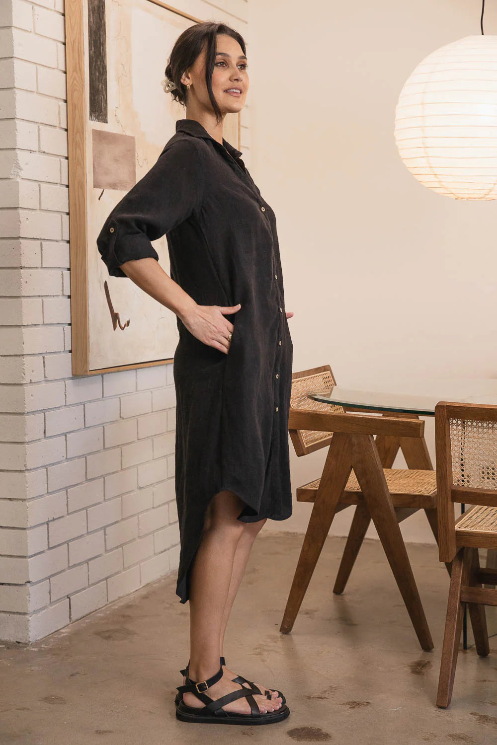 Fundamental Linen shit dress - Black