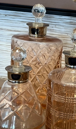 whisky decanter - oval - pink