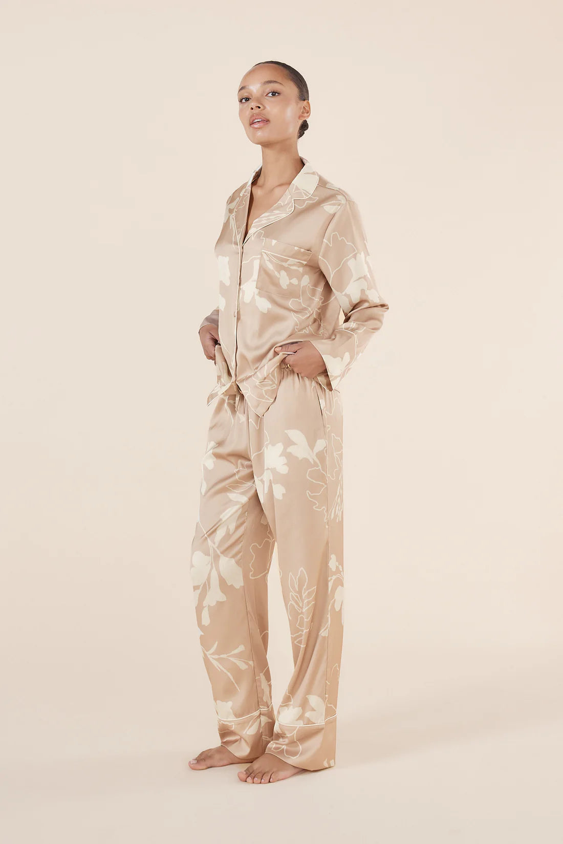 Elina Botanical Silky Satin PJ set