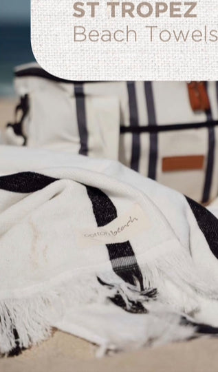 Stripe beach towel - white and black
