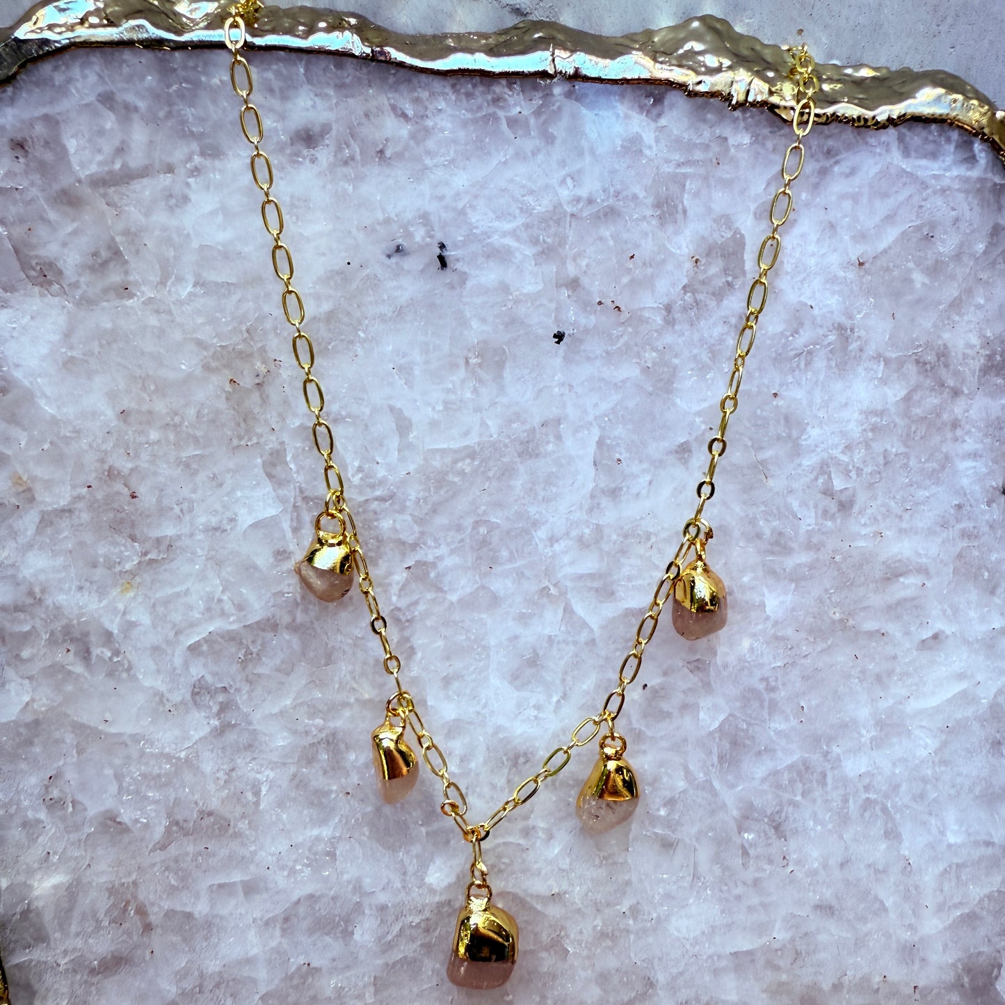 ROSEY MULTI STONE NECKLACE - GOLD PLATED