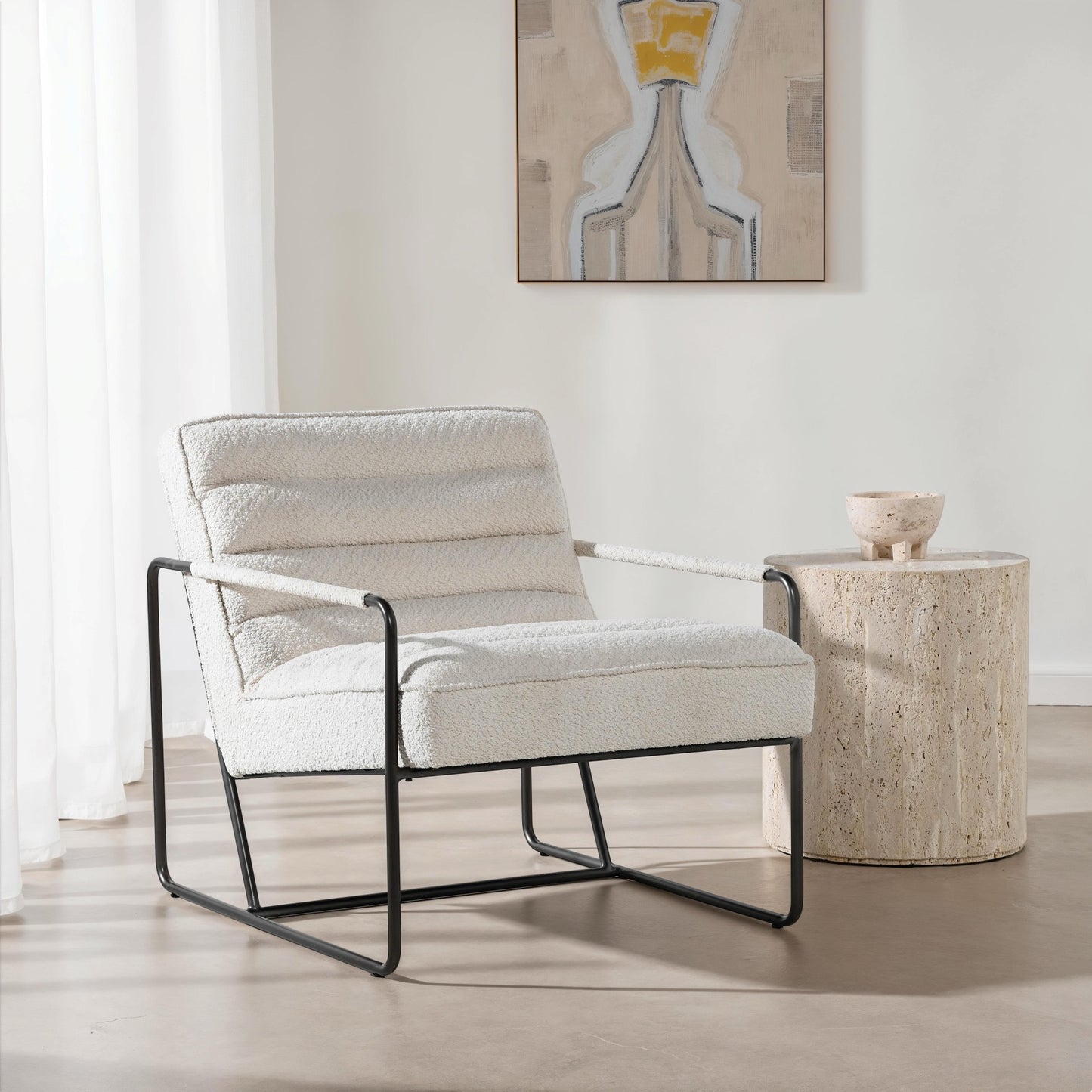 CUBICA CHAIR – BOUCLE CREAM – GUN BLACK FRAME