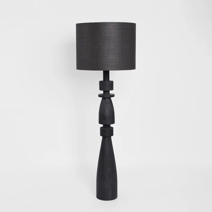 MAGNUS WOOD FLOOR LAMP BLACK BASE WITH BLACK SHADE
