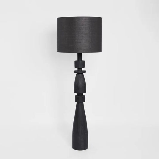 MAGNUS WOOD FLOOR LAMP BLACK BASE WITH BLACK SHADE