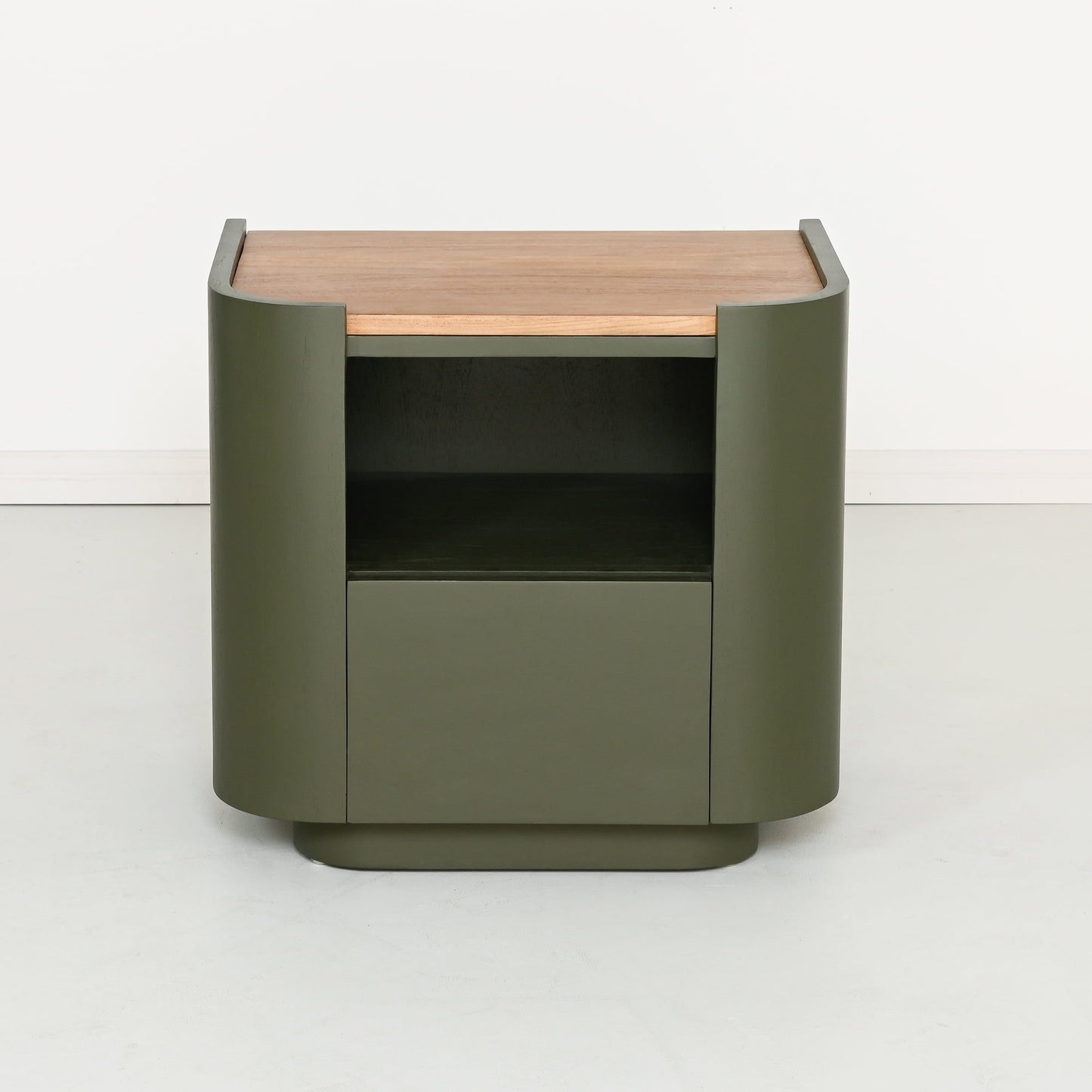 LAPPA – BEDSIDE TABLE WITH DRAWER – WOOD – NATURAL AND GREEN