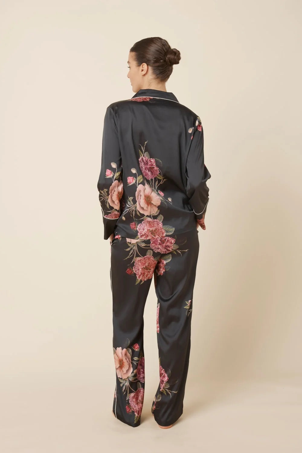 Ruby Floral Satin PJ set - Black