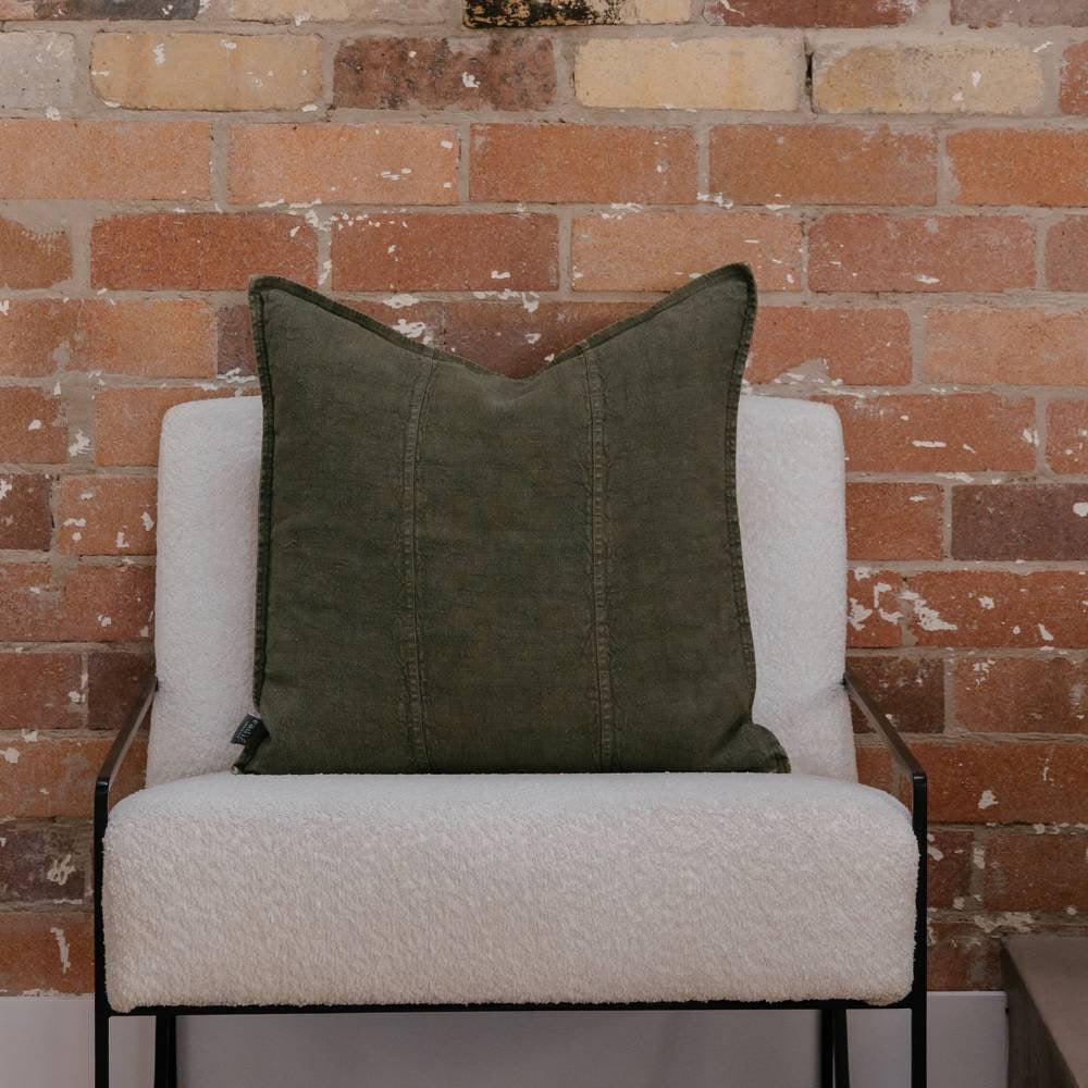 Luca Linen Cushion 50x50cm - Moss Green