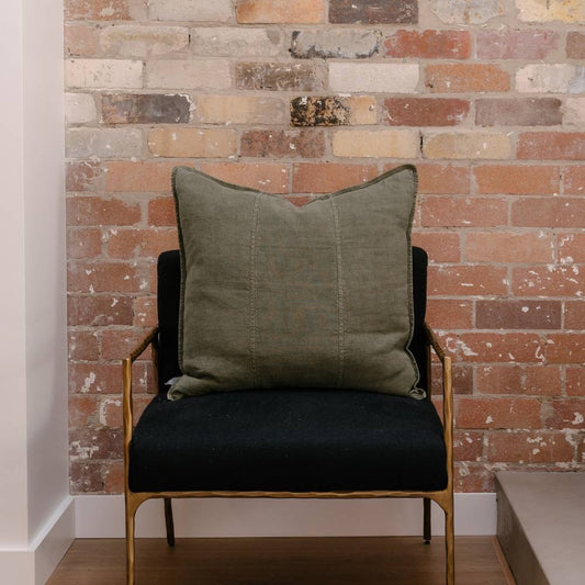 Luca Linen Cushion 50x50cm - Moss Green