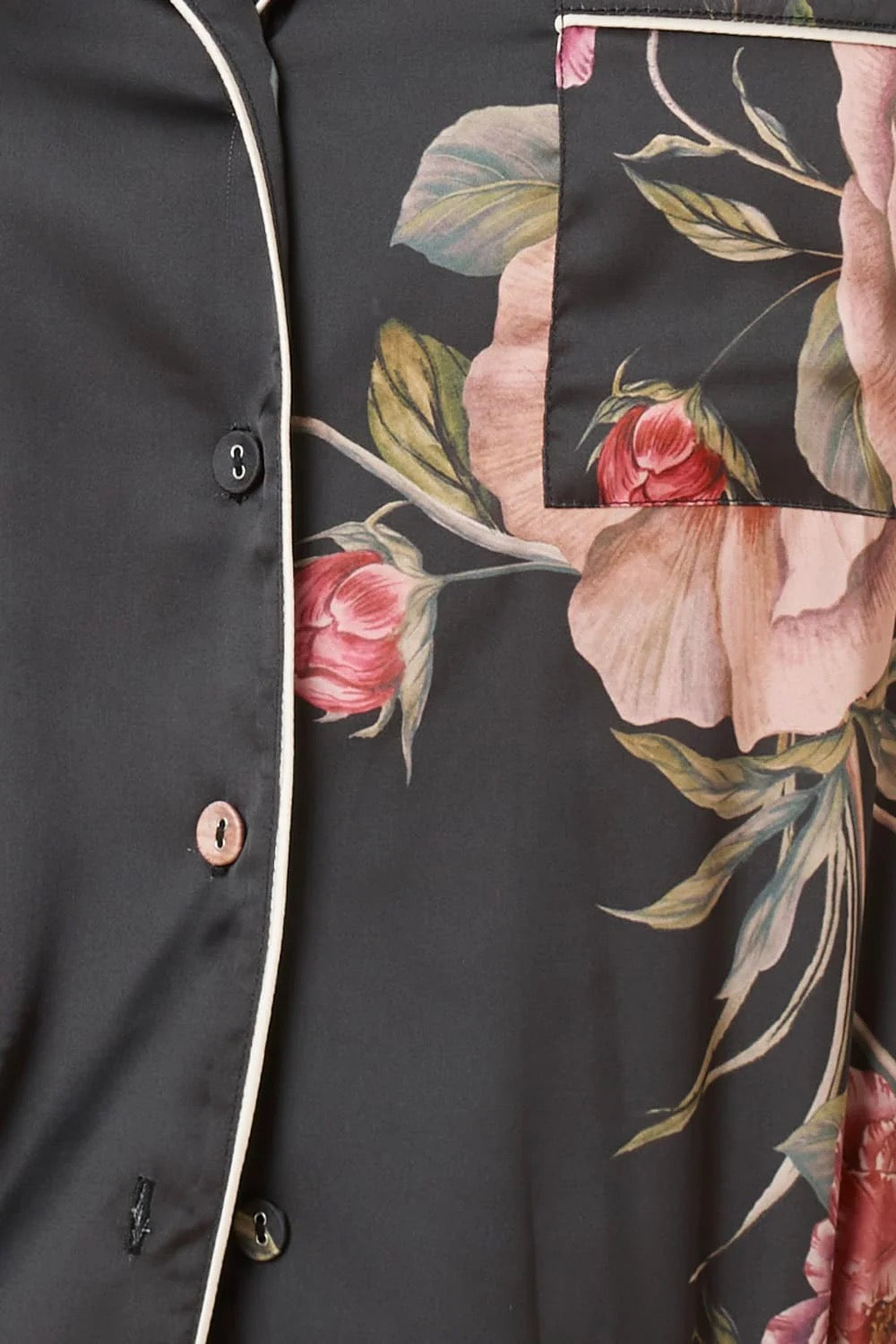 Ruby Floral Satin PJ set - Black