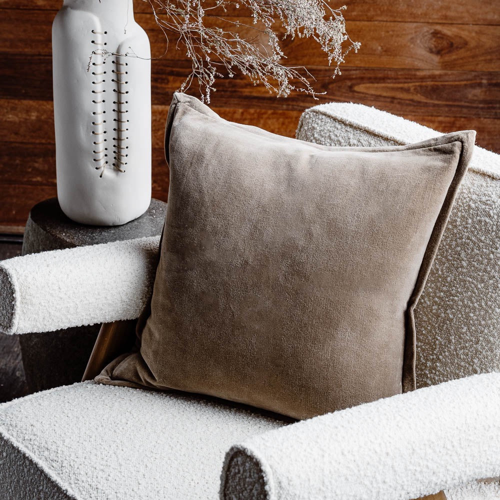 Evelyn Velvet Cushion 50x50cm - Natural