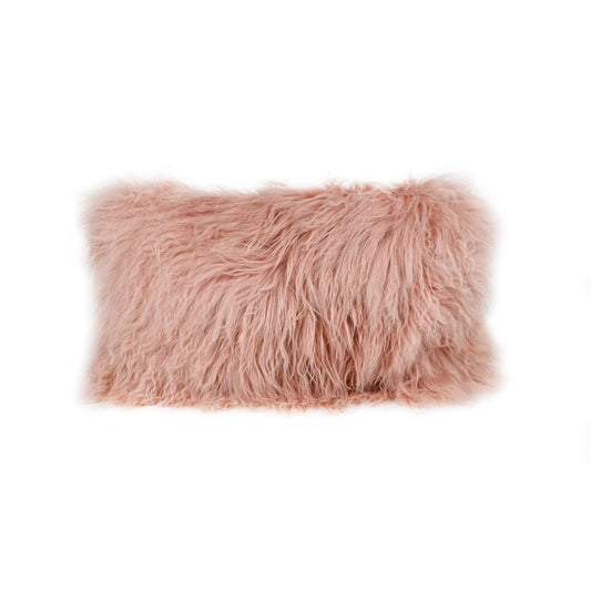TIBETAN FUR LUMBAR CUSHION – PINK