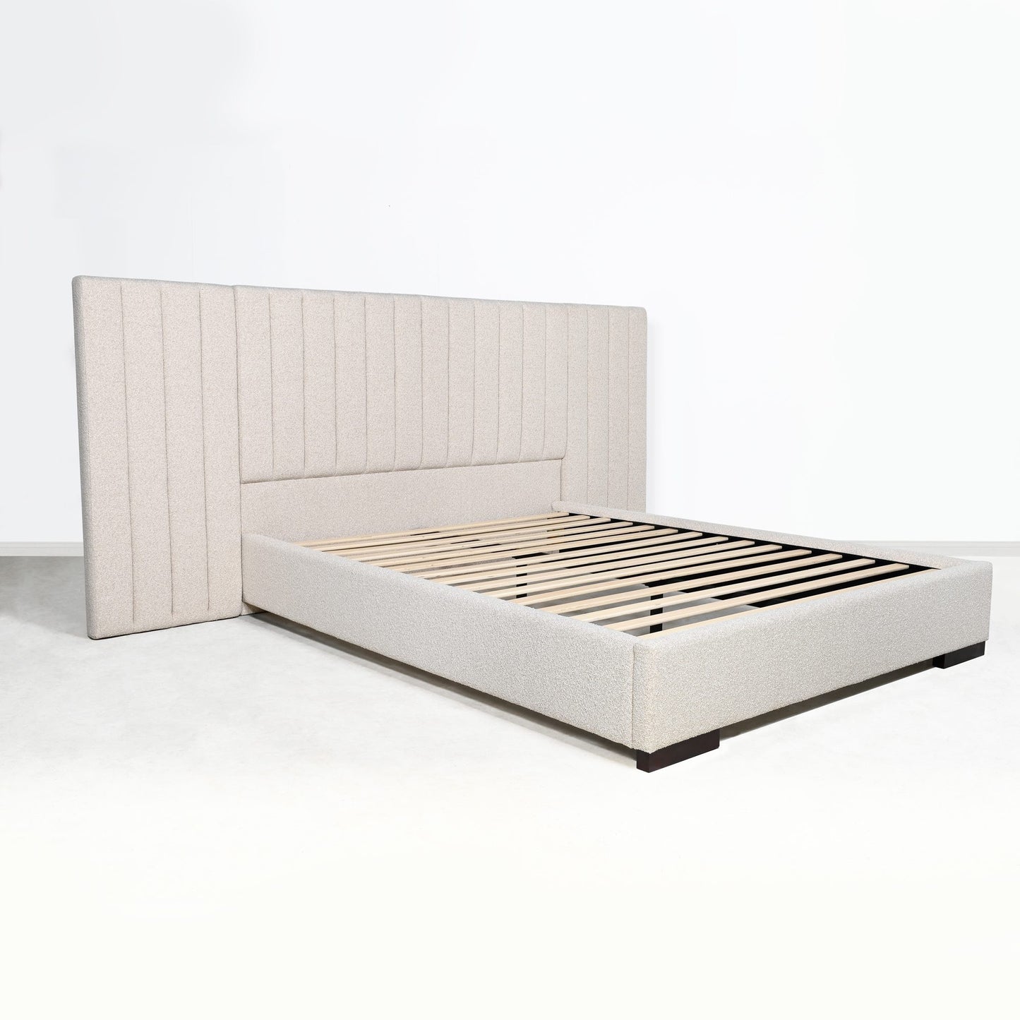 Renee Bed With Wing - Full Bed - Oatmeal - Queen