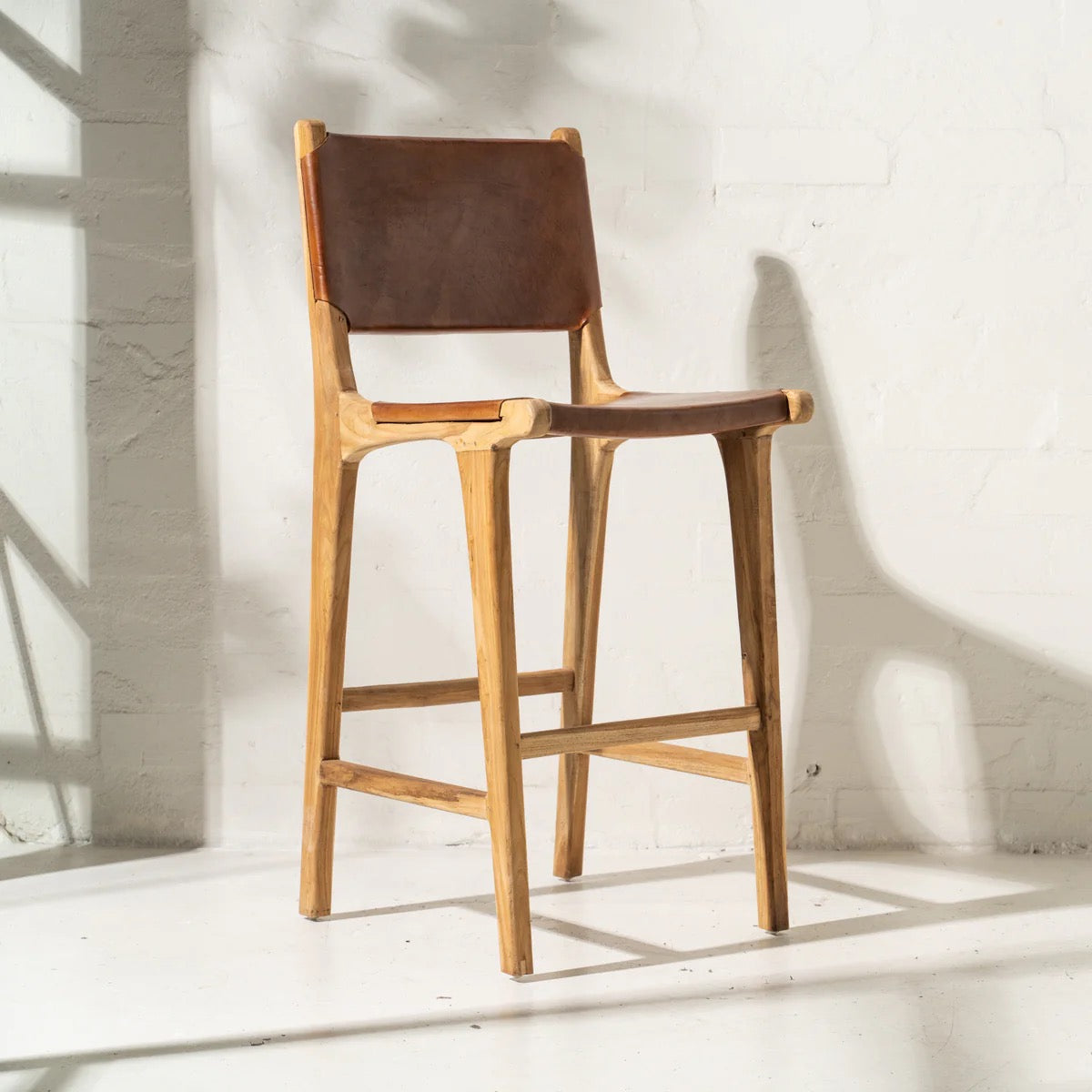 KELILE LEATHER BARSTOOL - CHOCOLATE