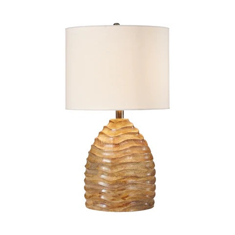 Luana Wood Table Lamp with Cream Shade