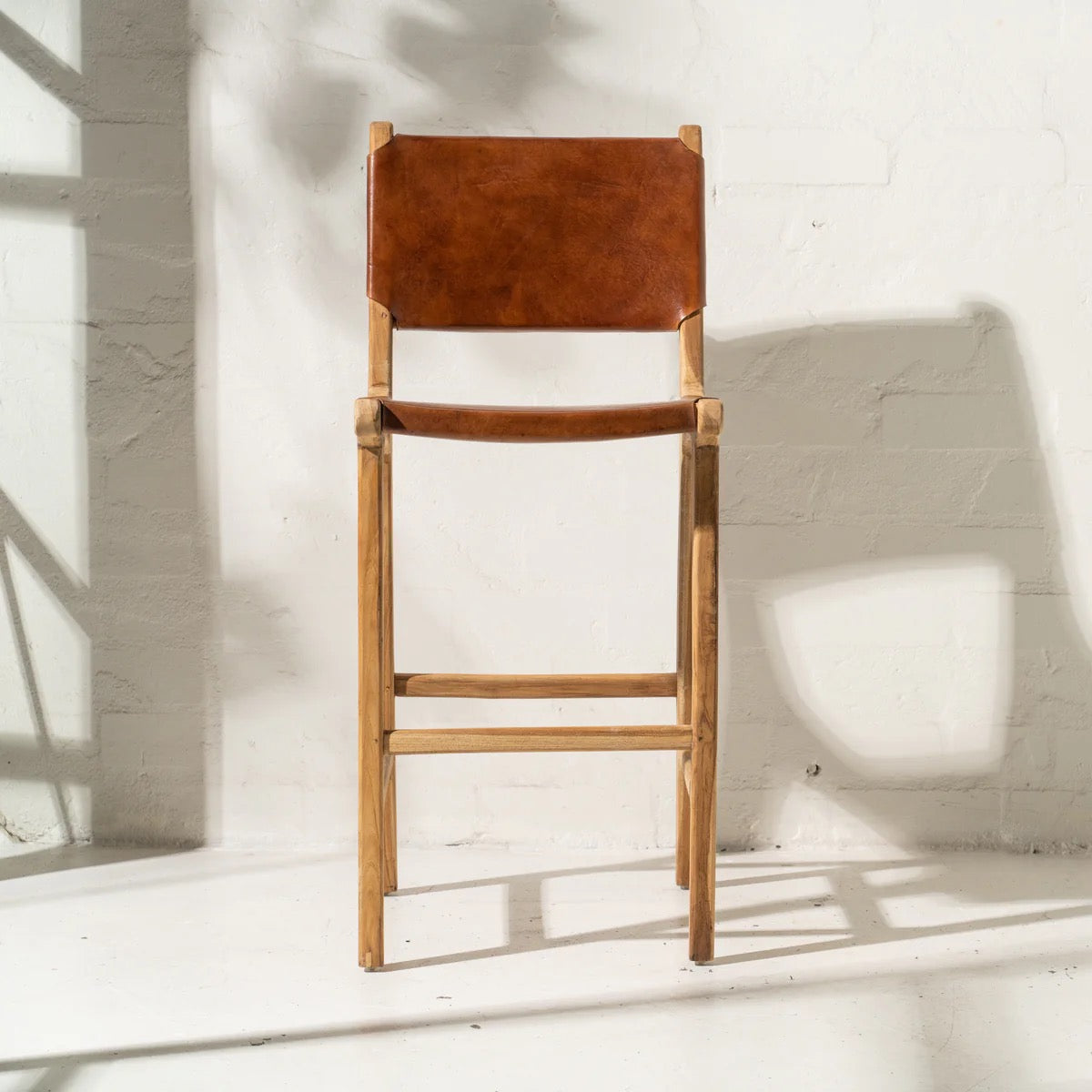 KELILE LEATHER BARSTOOL - CHOCOLATE