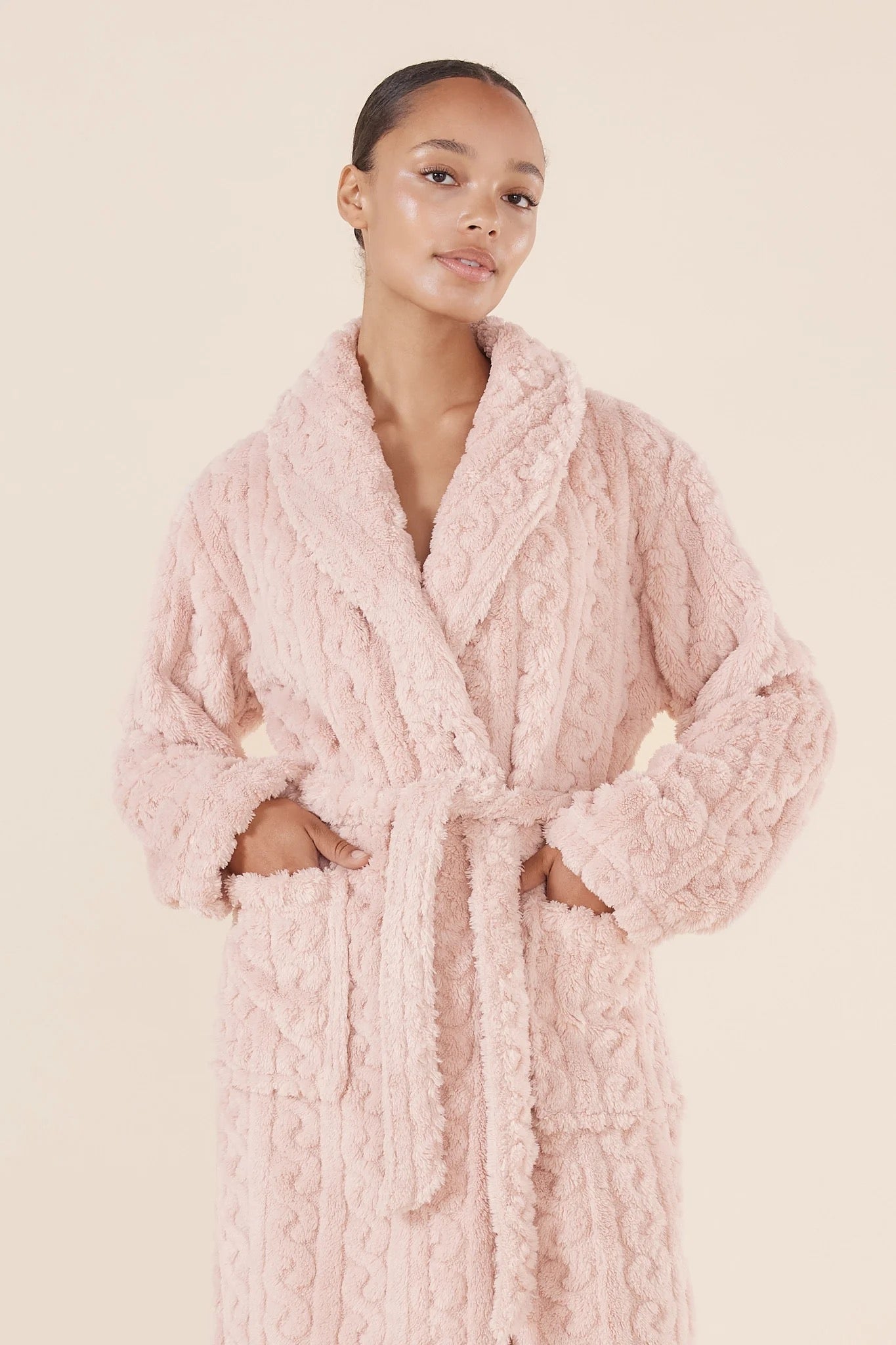 Gabriella Pink Plush Robe - Pink