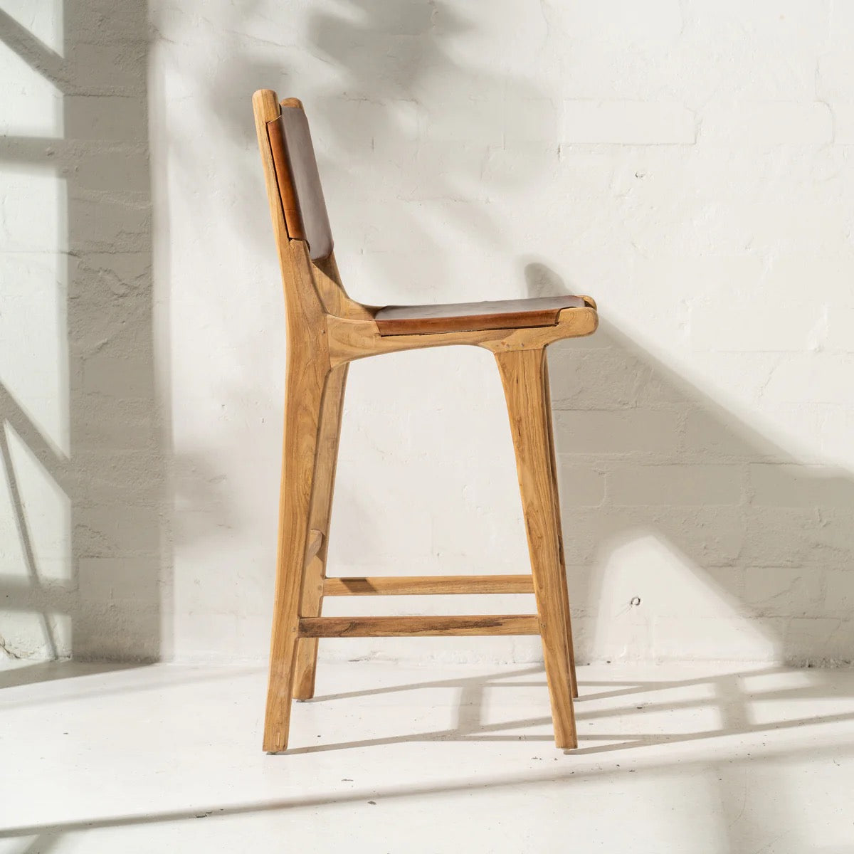 KELILE LEATHER BARSTOOL - CHOCOLATE