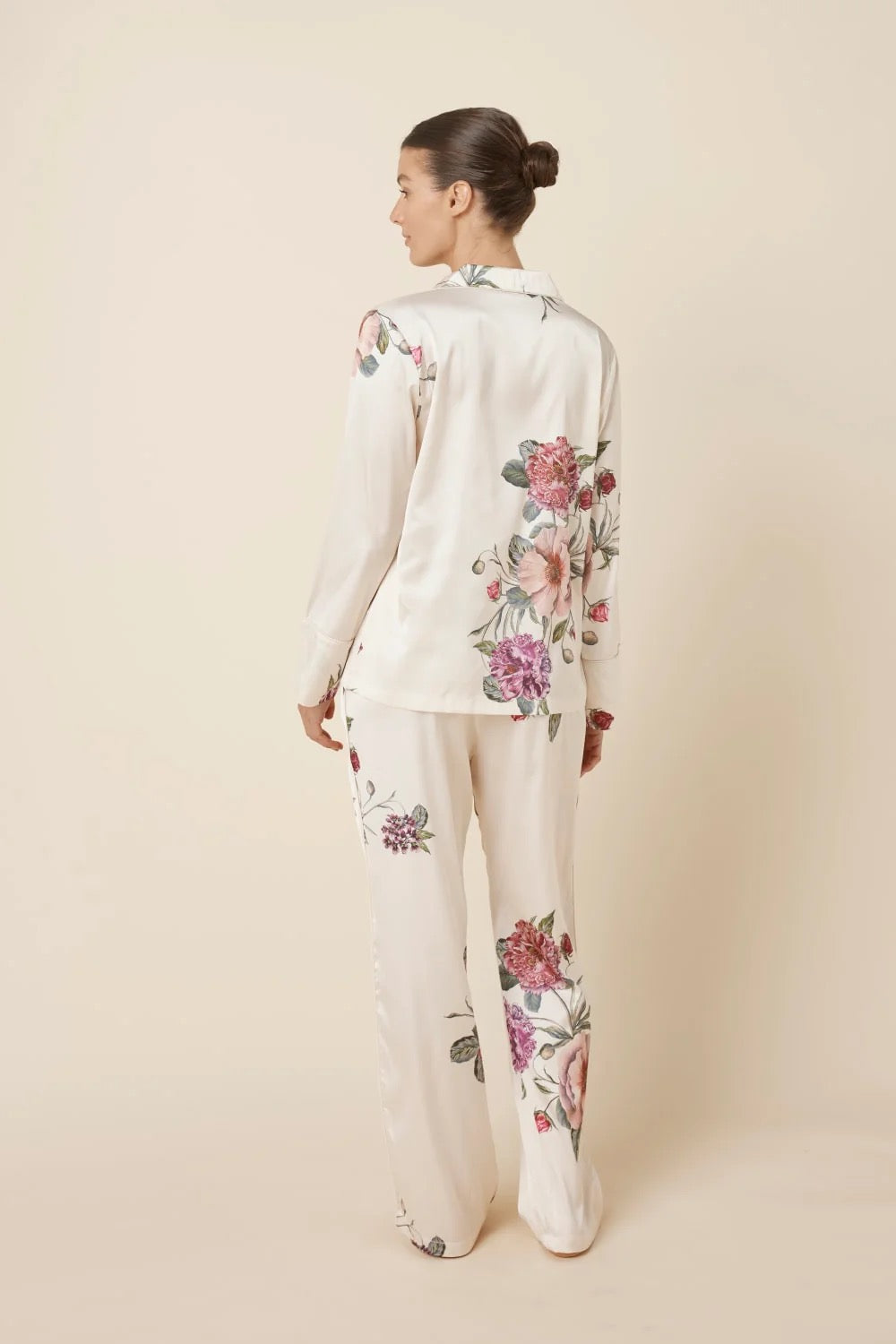Ruby Floral Satin PJ set - Ivory