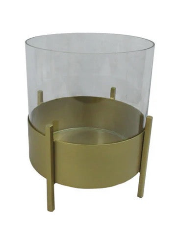 Gold Hurricane Lamp - Medium