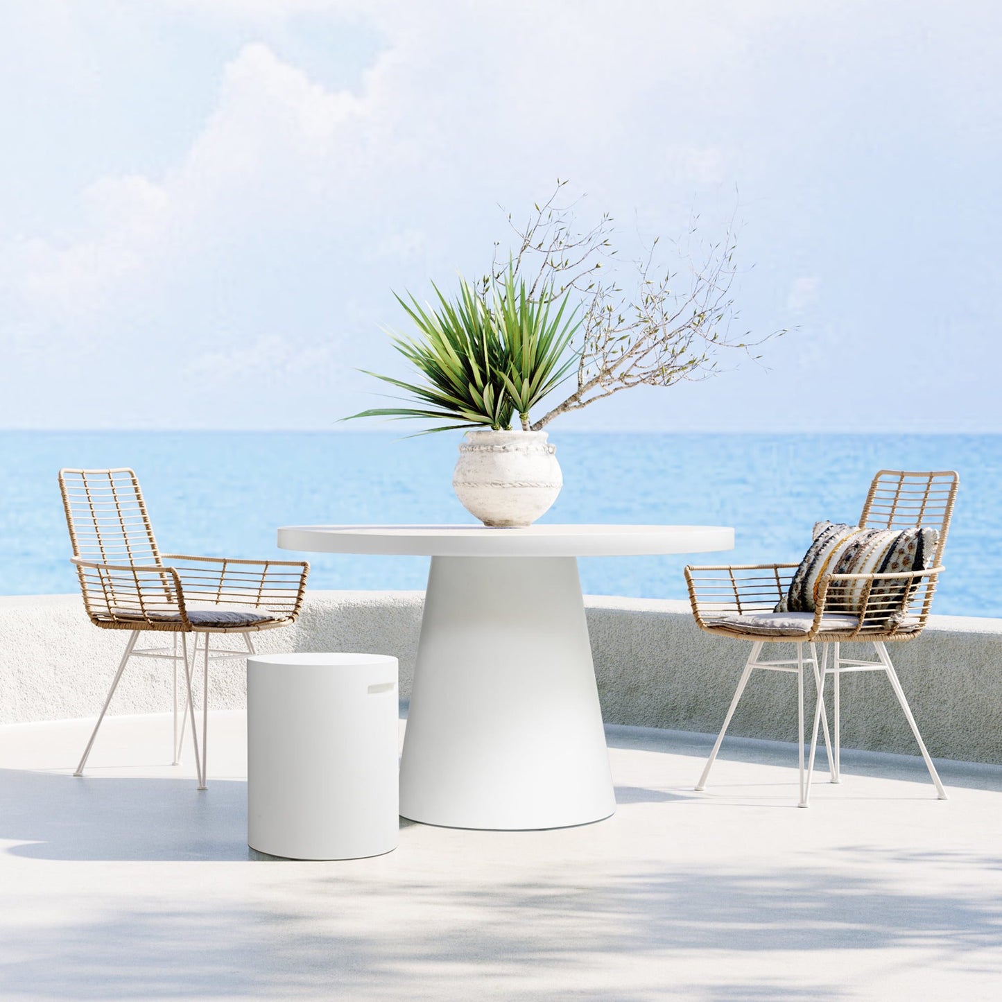 CLIFTON ROUND STOOL – WHITE