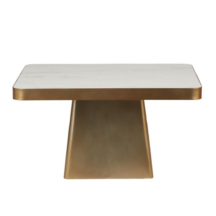 DUTTON COFFEE TABLE GOLD & WHITE MARBLE 80X80X40CM