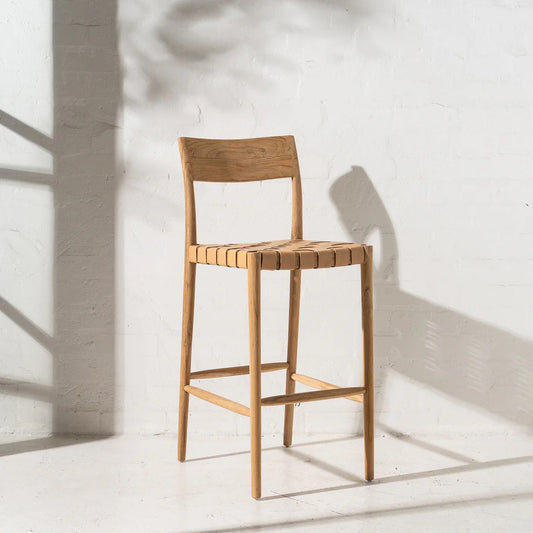 AINA LEATHER BARSTOOL - PALE TAN