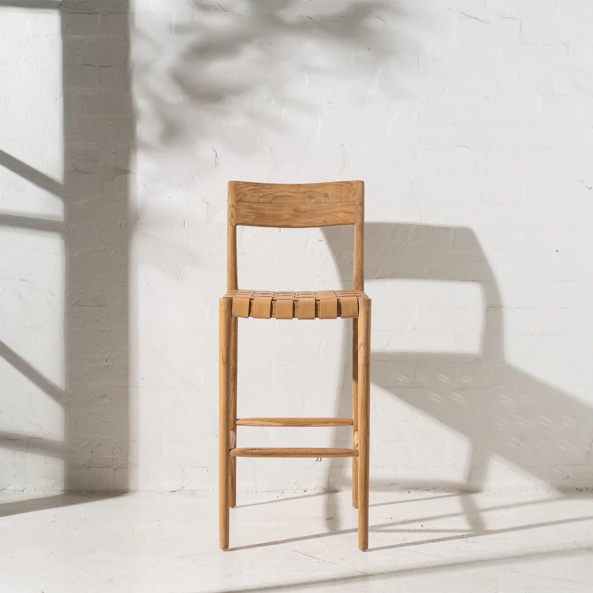 AINA LEATHER BARSTOOL - PALE TAN