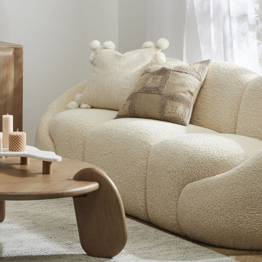 FORMES TEDDY BEAR CURVED 3 SEATER SOFA OFF WHITE 200X84X76CM