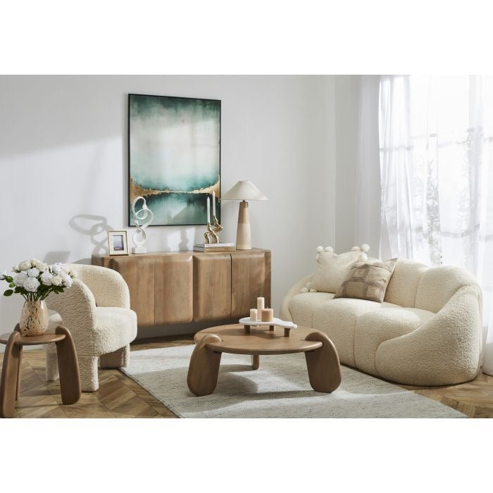 FORMES TEDDY BEAR CURVED 3 SEATER SOFA OFF WHITE 200X84X76CM