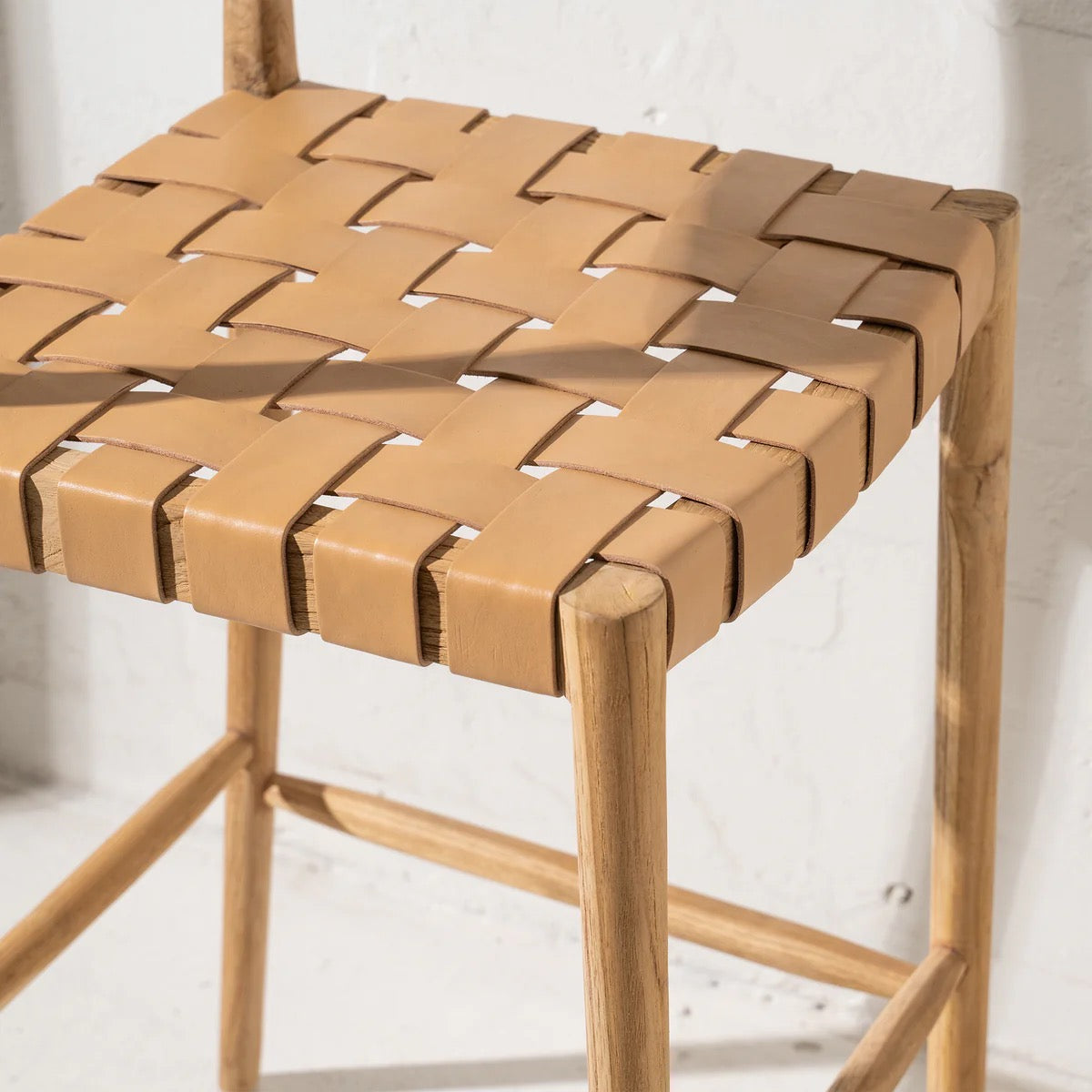 AINA LEATHER BARSTOOL - PALE TAN