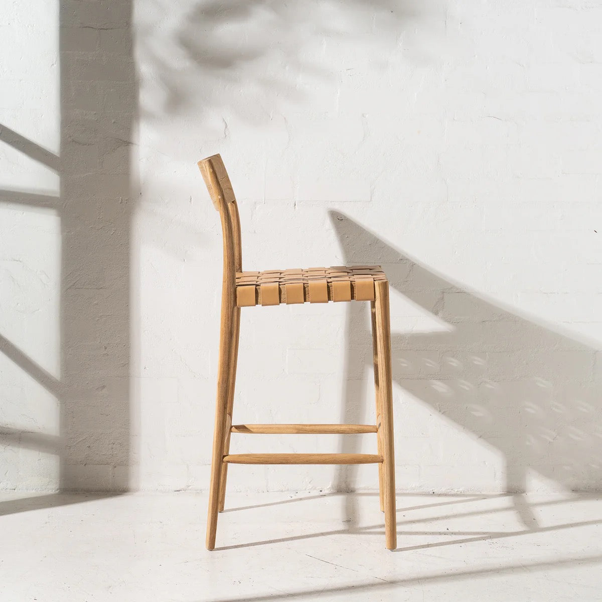 AINA LEATHER BARSTOOL - PALE TAN