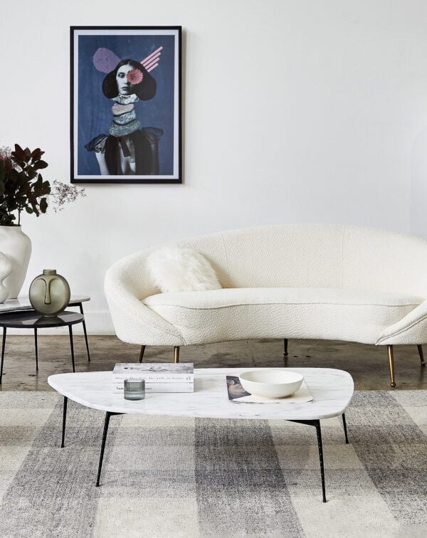 ALBA COFFEE TABLE LARGE – WHITE MARBLE BLACK FRAME