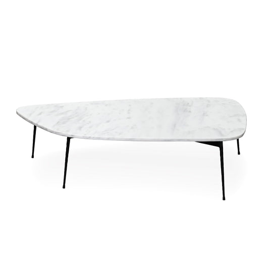 ALBA COFFEE TABLE LARGE – WHITE MARBLE BLACK FRAME